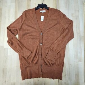 Ann Taylor Loft NWT Cardigan Rust Sweater Womens X-LARGE Pockets Buttons